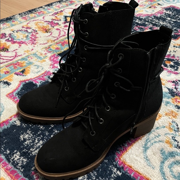 True Craft Black Heeled Boots - Picture 1 of 3